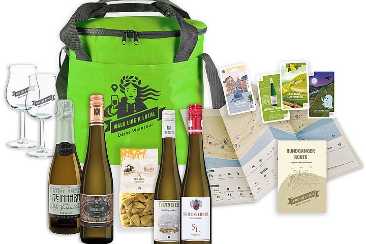 Weinrucksack und Inhalt Walk like a local