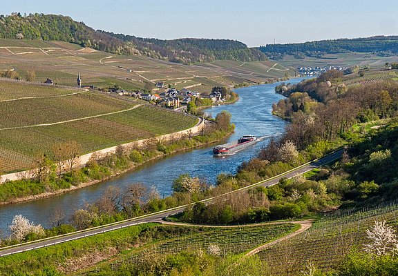 Blick von Wincheringen auf das Moseltal mit Ahn (Luxemburg)
