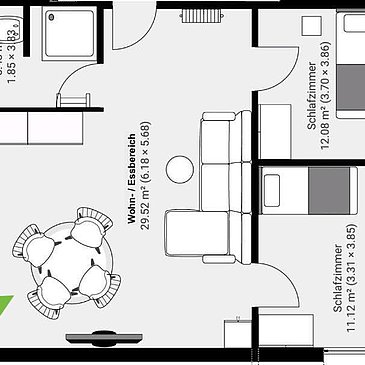 Grundriss 2 Schlafzimmer